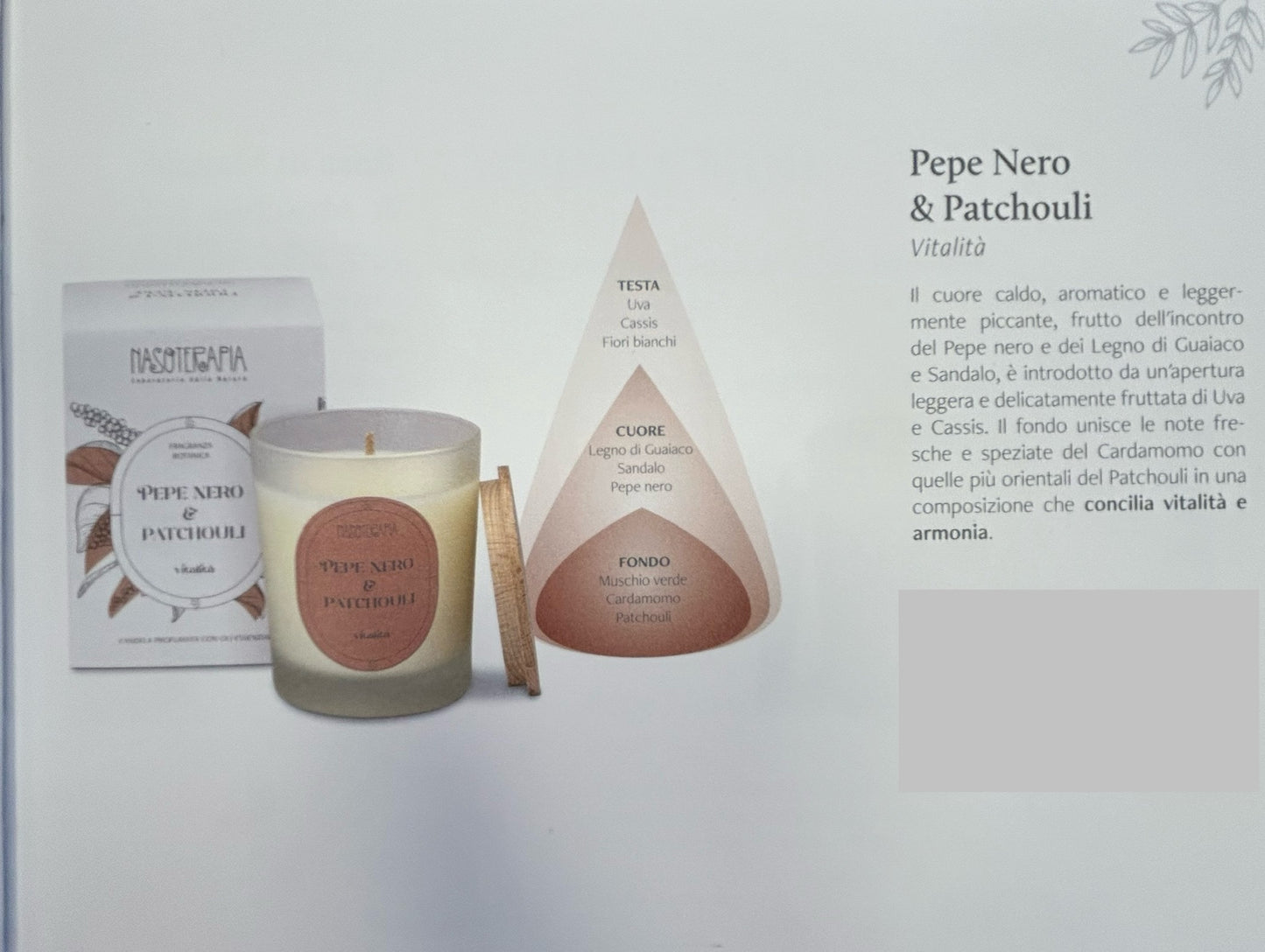 Candela profumata con olii essenziali Pepe Nero e Patchouli